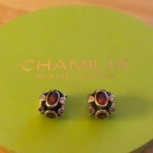 Set of 925 Chamilia Royal dark red CZ charms